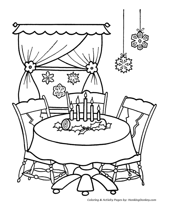 Home Decorations for Christmas Coloring Page