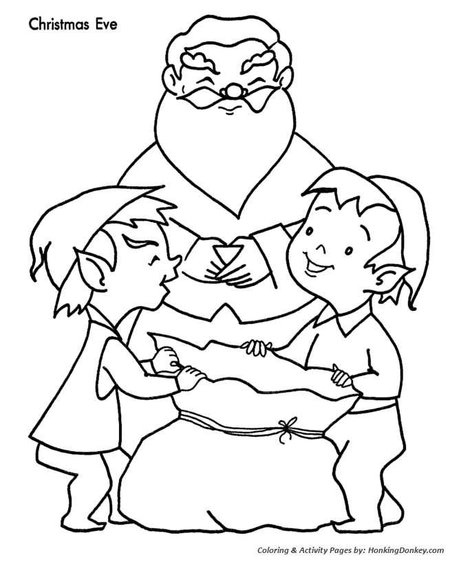 Christmas Eve Coloring Sheet - Packing Santa's Bag