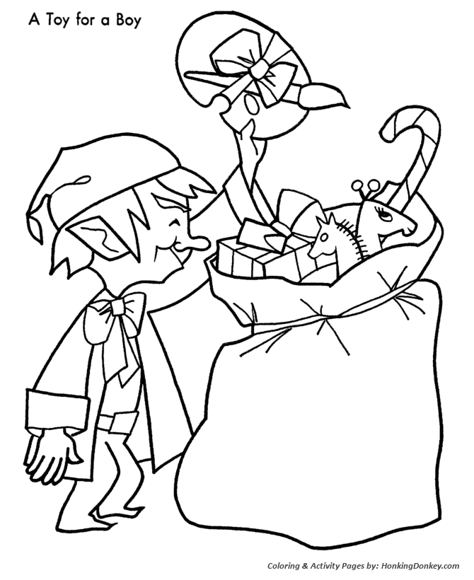 Christmas Eve Coloring Sheet - Packing Santa's Bag