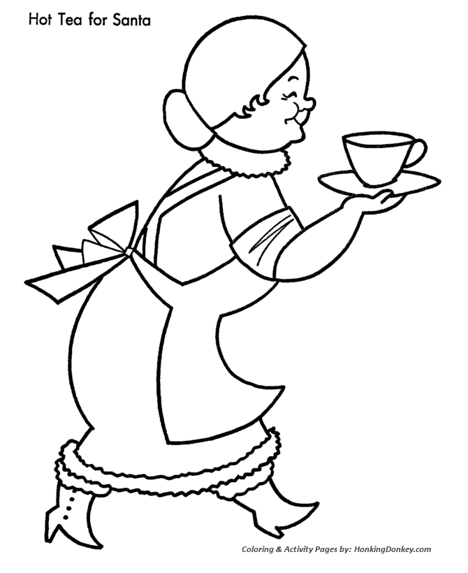 Christmas Eve Coloring Sheet - Hot Tea for Santa