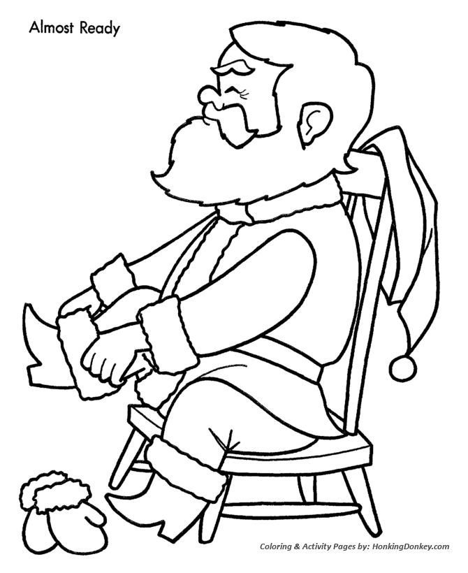 Christmas Eve Coloring Sheet - Santa gets Dressed