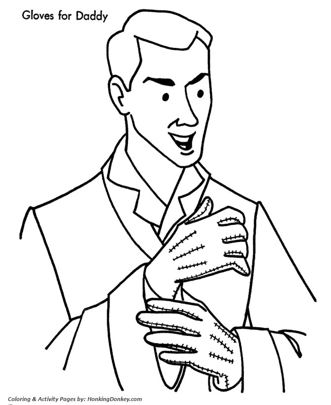 Christmas Morning Coloring Sheet - Dad's new Gloves
