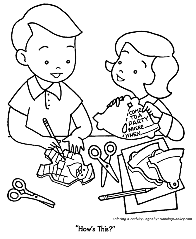 Christmas Party Coloring Sheet - Making Christmas Party Invitations