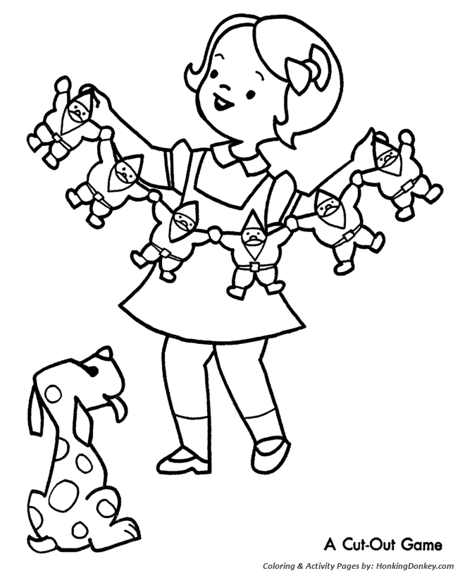 Christmas Party Coloring Sheet - Christmas Party Cutout Game