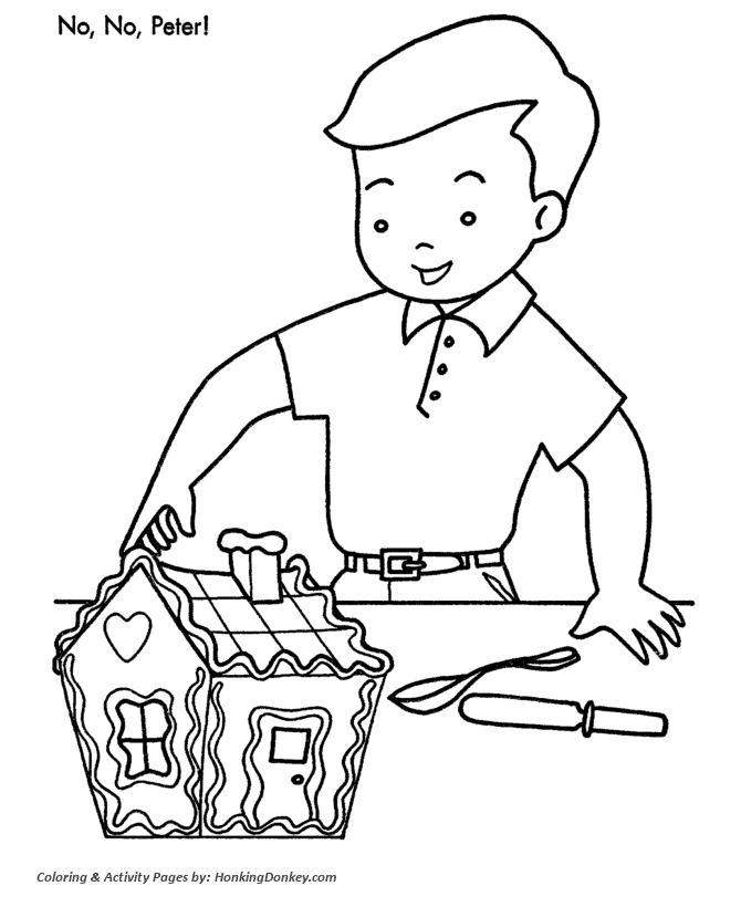 Christmas Party Coloring Sheet - Tasty Gingerbread House