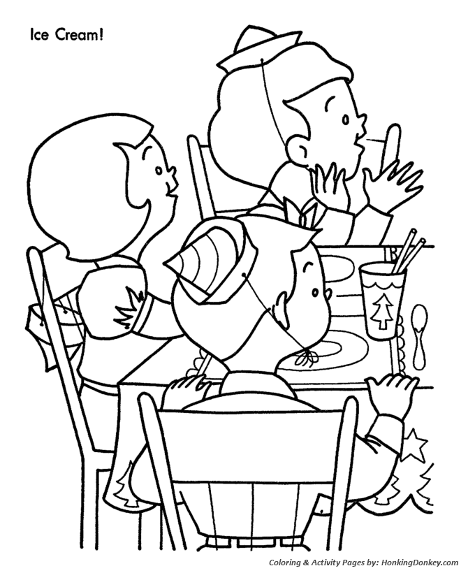 Christmas Party Coloring Sheet - Ice Cream Time