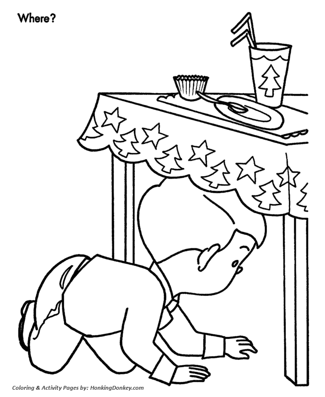 Christmas Party Coloring Sheet - Hide and Seek 