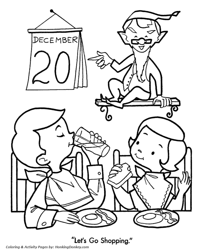 Christmas Shopping Coloring Sheet - Time to go Christmas Shopping