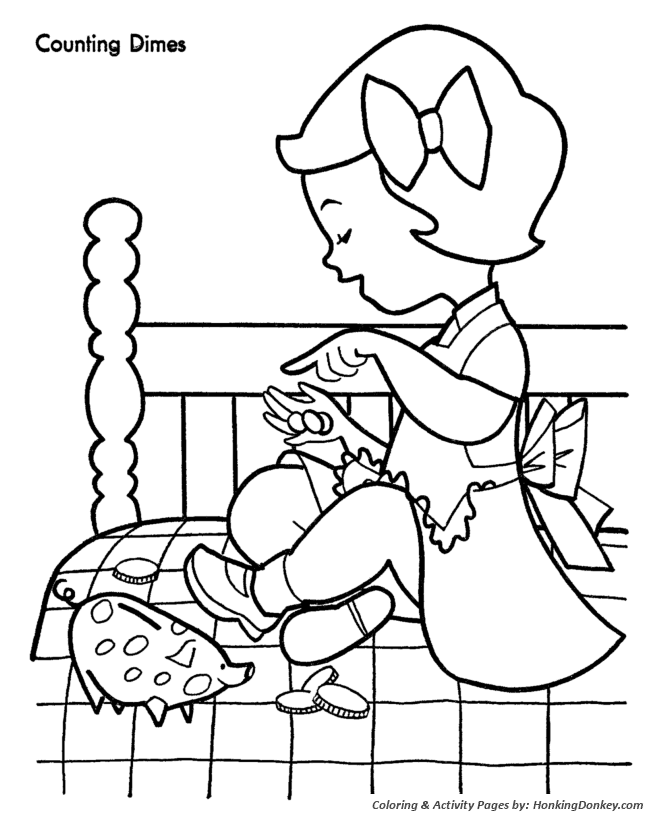 Christmas Shopping Coloring Sheet - Counting Money