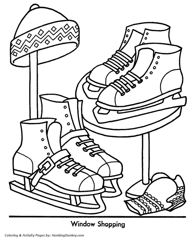 Kids Christmas Window Shopping coloring page