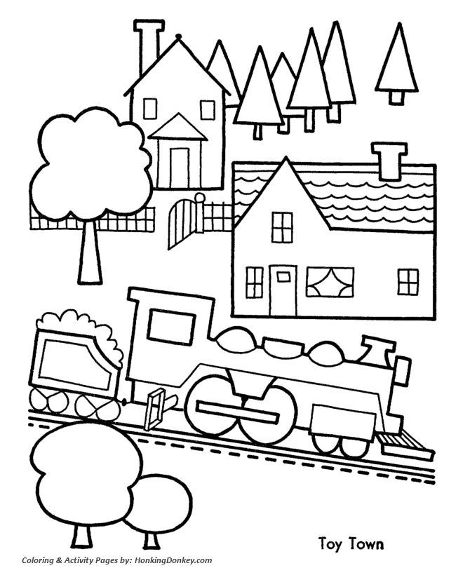 Kids Toy Town Christmas Coloring Page
