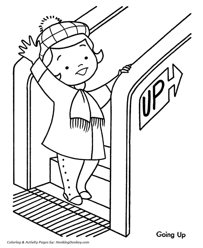 Little Girl at the Department Store Coloring Page