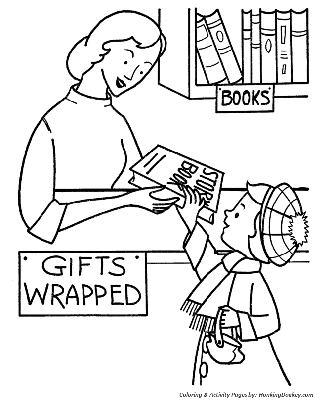 Christmas Gift Wrapping Coloring Page