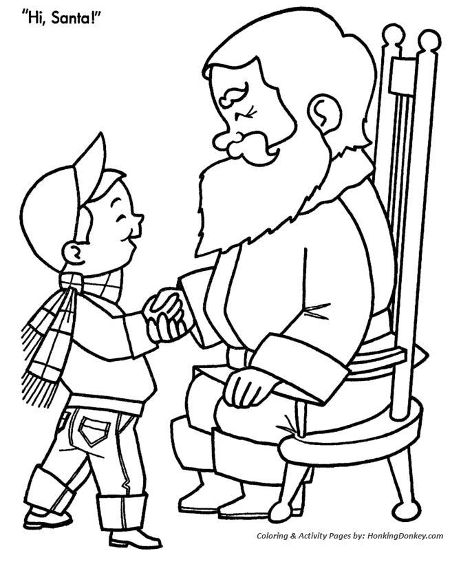 Christmas Shopping Coloring Sheet - Mall Santa 