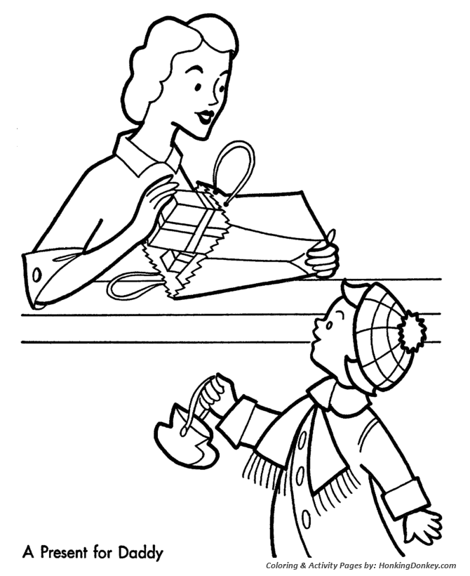 Christmas Shopping Coloring Sheet -Present for Dad 