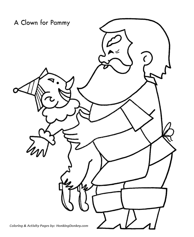 Christmas Toys Coloring Sheet - Clown from Santa