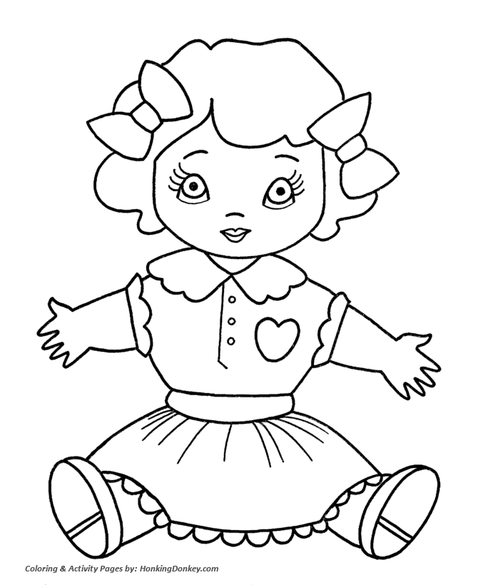 Christmas Toys Coloring Sheet - Girl Dolly