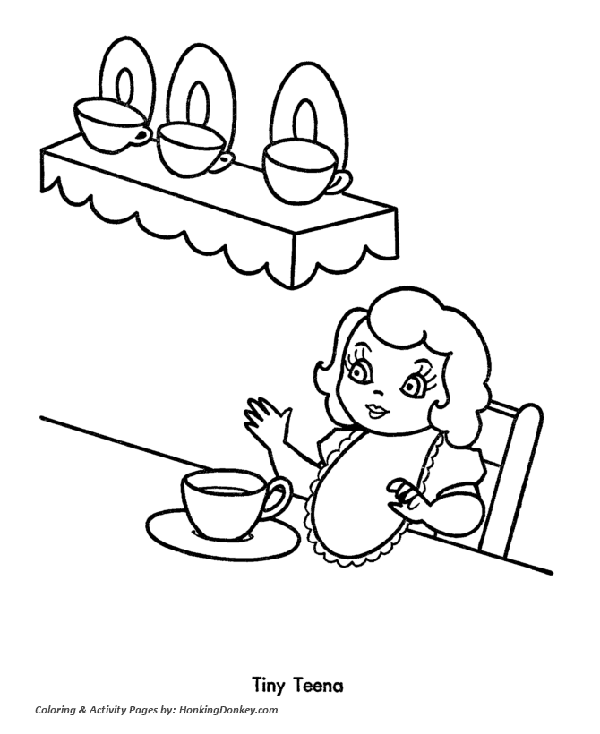 Christmas Toys Coloring Sheet - Tea Set Doll