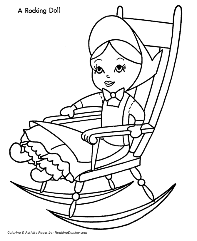 Christmas Toys Coloring Sheet - Rocking Doll