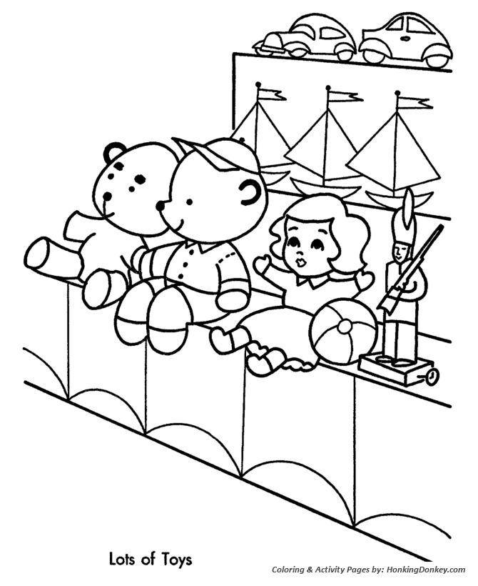 Christmas Toys Coloring Sheet - Lots of Toys