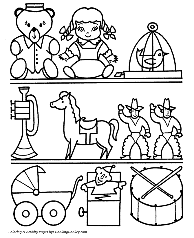 Christmas Toys Coloring Sheet - Toys in the Attic