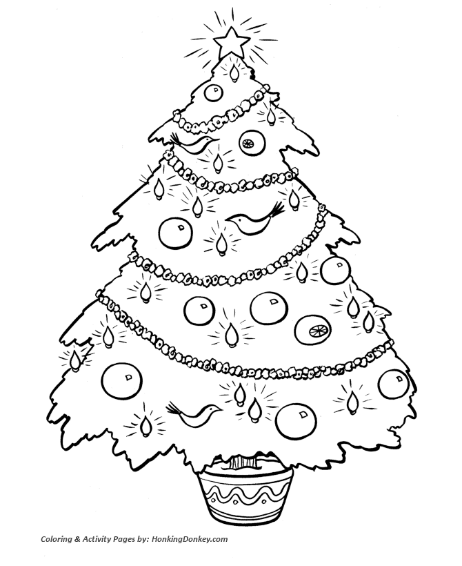 Christmas Tree Coloring Sheet - Potted Tree