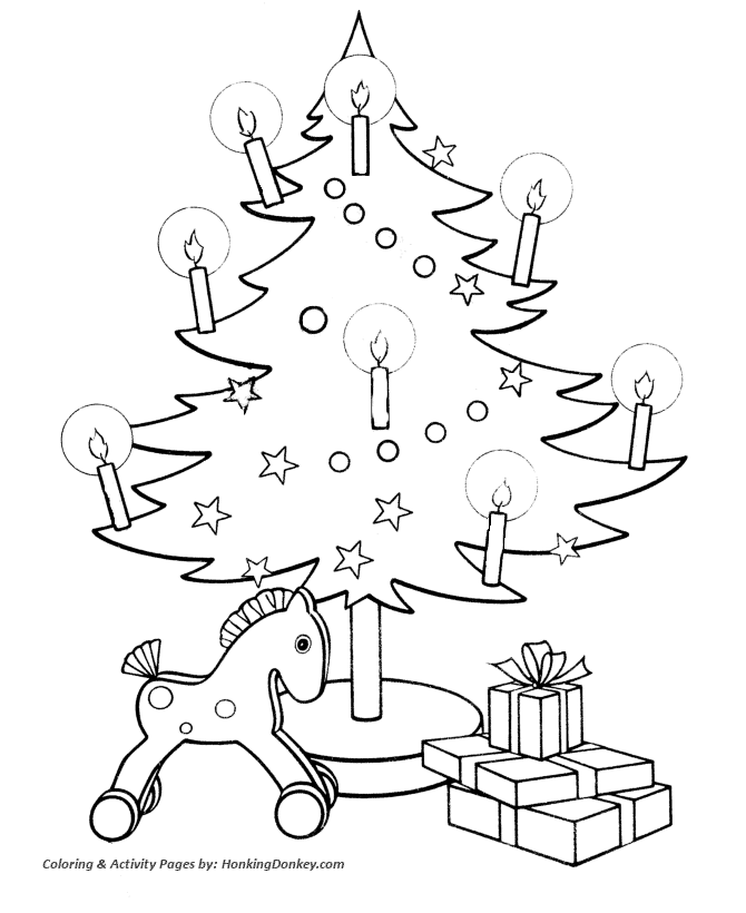 Toys under the Christmas Tree Coloring Sheet