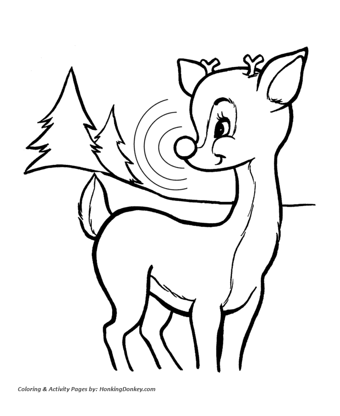 Rudolph Reindeer Coloring Sheet - Rudolph is a friendly Reindeer