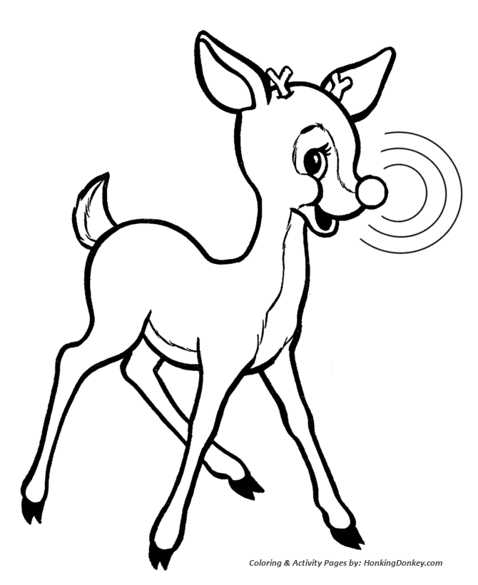 Rudolph Reindeer Coloring Sheet - Rudolph is smart and helpful