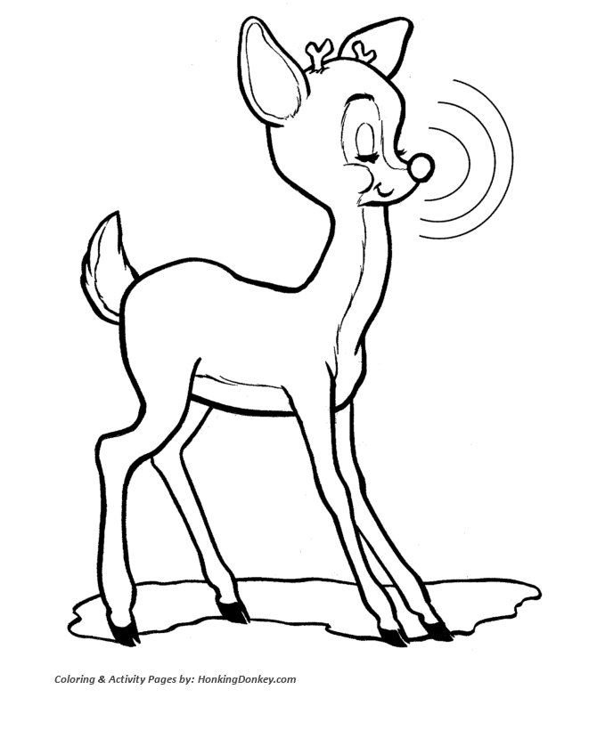 Rudolph Reindeer Coloring Sheet - Rudolph the Reindeer has a Wonderful Nose