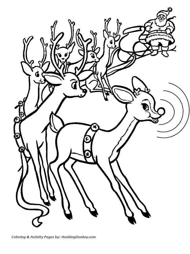 Rudolph Reindeer Coloring Sheet - Rudolph meets the other Reindeer