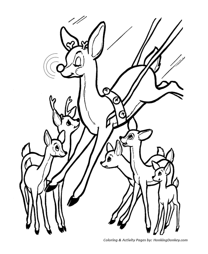 Rudolph The Red Nose Reindeer Coloring Page Rudolph Flies
