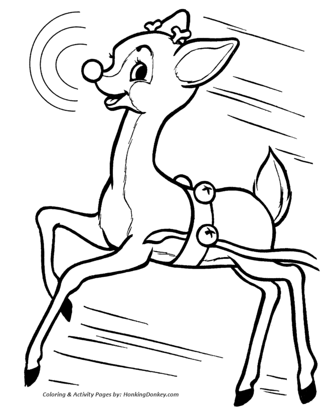 Rudolph the Red Nose Reindeer Coloring Page - Rudolph Will Go Down in