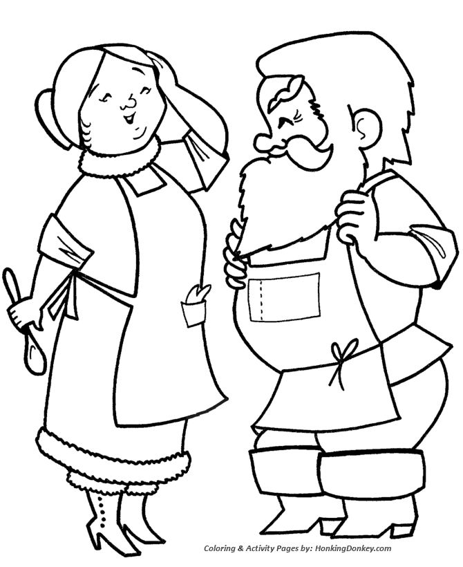 Christmas Santa Coloring Sheet - Mr and Mrs Santa Clause