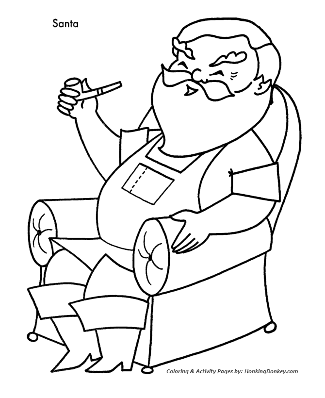 Christmas Santa Coloring Sheet - Santa in his favorite chair