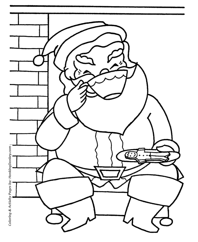 Christmas Santa Coloring Sheet - Children leave milk and cookies out for Santa