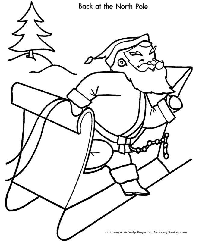 Christmas Santa Coloring Sheet - Christmas Santa at the North Pole