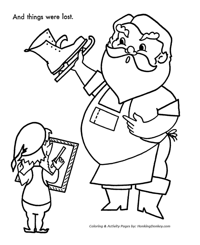 Santa's Helpers Coloring Sheet - Santa's toys were getting lost