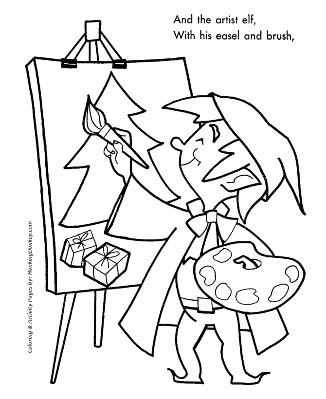 Santa's Helpers Coloring Sheet - The painter Elf had a problem