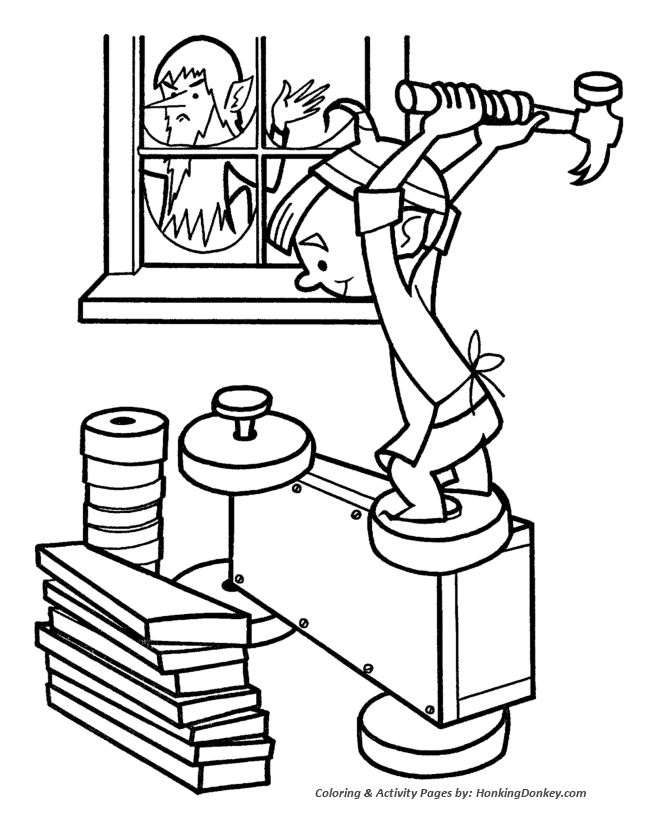 Santa's Helpers Coloring Sheet - Elves are warm and happy