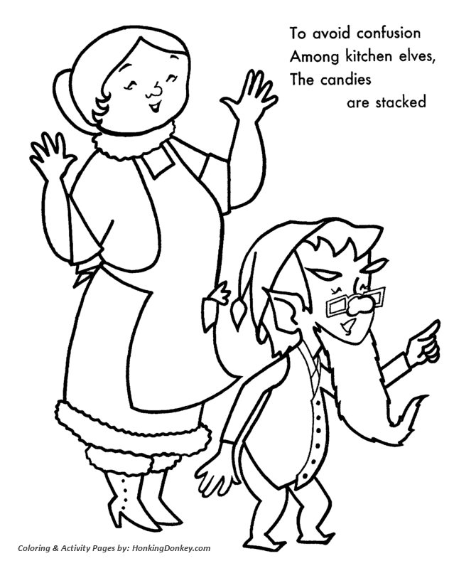 Santa's Helpers Coloring Sheet - Head Elf organized the kitchen