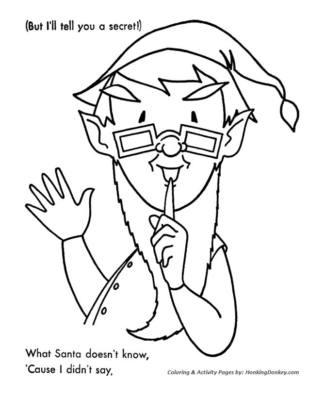 Santa's Helpers Coloring Sheet - The Head Elf has a Secret