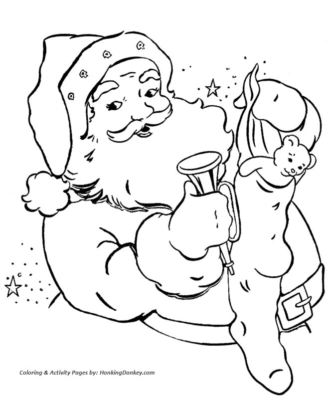 Santa Claus Coloring Sheet - Santa Claus and his bag of Toys