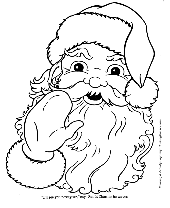 Santa Claus Coloring Sheet - Santa Claus waves goodbye