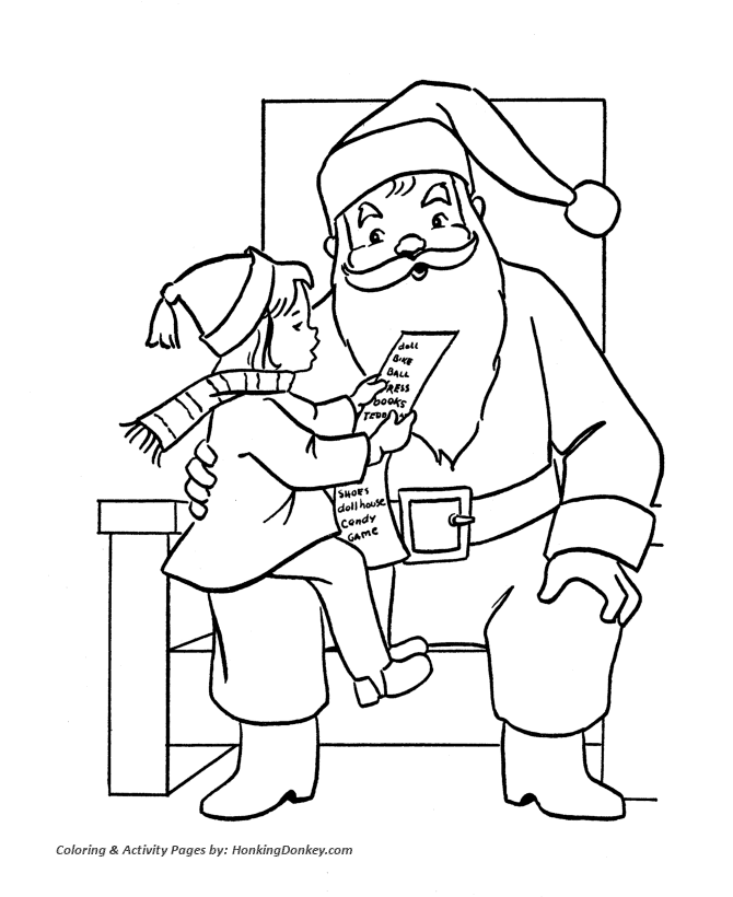 Santa Claus Coloring Sheet - Santa Claus at the Mall