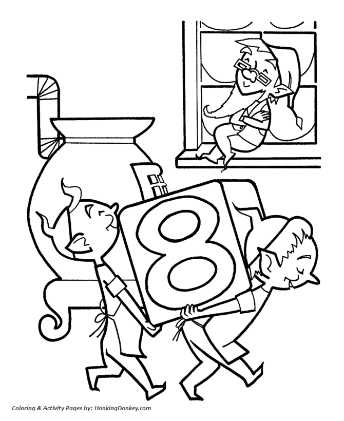 Santa's Elves Coloring Sheet - Santa's Elves keep the workshop warm