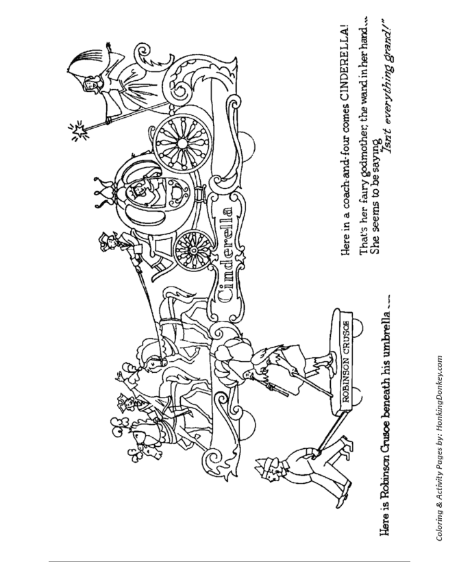  Cinderella Float Christmas Parade Coloring Sheet