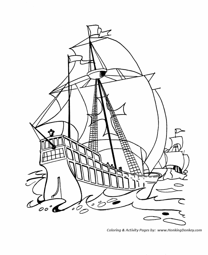 Columbus Day Coloring page | Columbus's flagship Santa Maria