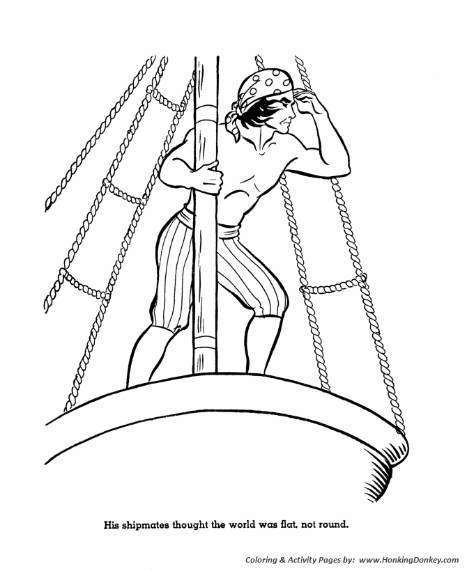 Columbus Day Coloring page | Columbus crew scanning the horizon