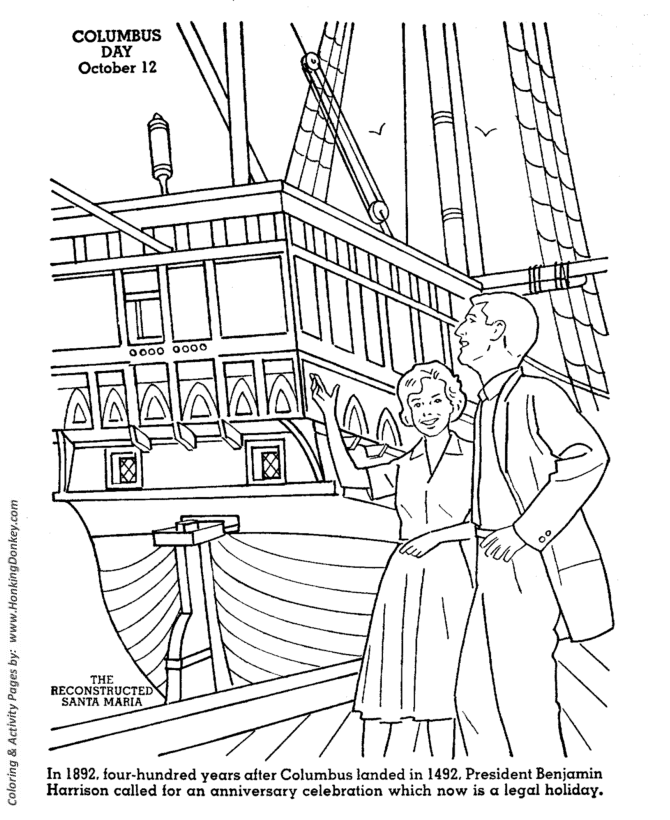 Columbus Day Coloring page | Santa Maria reconstruction